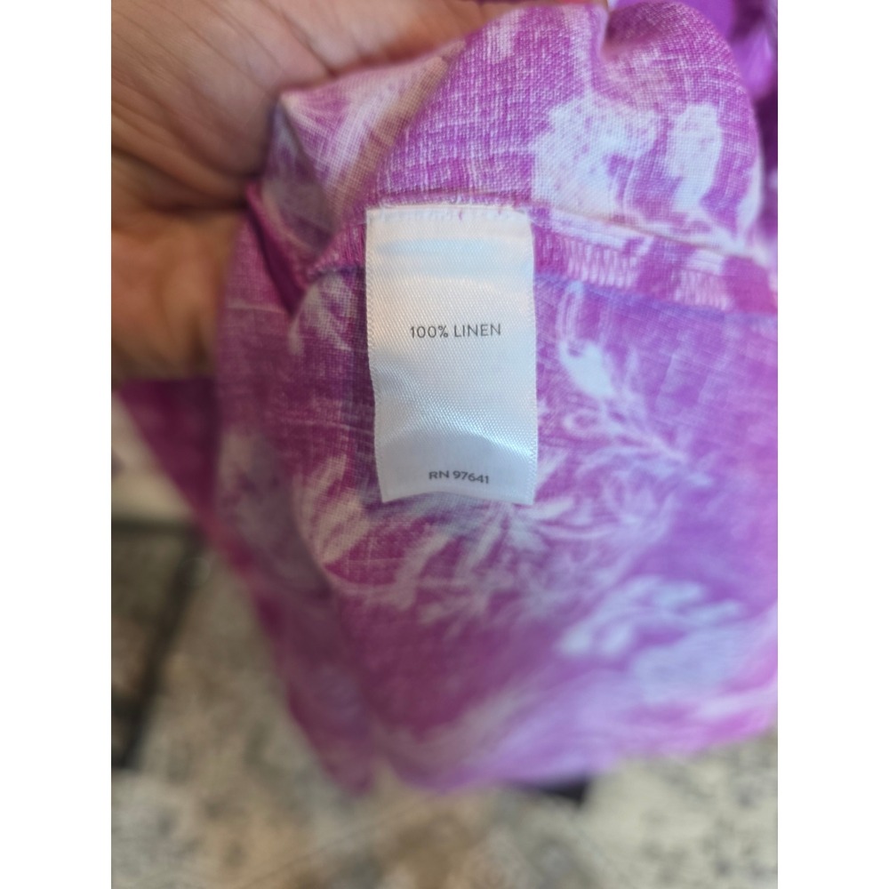 J. Jill Love Linen Purple Tropical Toile Tunic Dress 2X Plus Lilac Pockets - Picture 7 of 8